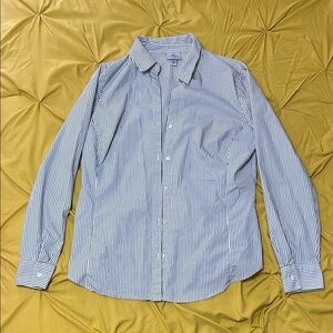 Women’s Grey Stripe Button-Up Dress Shirt